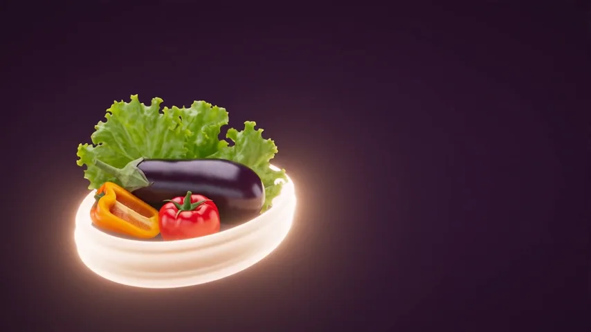 A colourful plate of vegetables surrounded by light